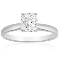 Superior Quality Collection 1 CT. T.W. Cushion Shaped Diamond Solitaire Ring in 18K Gold (I, VS2)