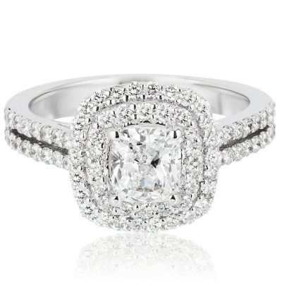 Superior Quality Collection 1.73 CT. T.W. Cushion Shaped Diamond Engagement Ring in 18K White Gold (I, VS2) 4