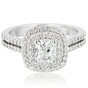 1.73 CT. T.W. Cushion Shaped Diamond Ring in 18K Gold