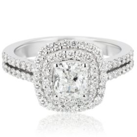 14K White Gold Wedding Lv Ring Her Round Diamond 1.50Ct Lab-Created Cluster  VVS1