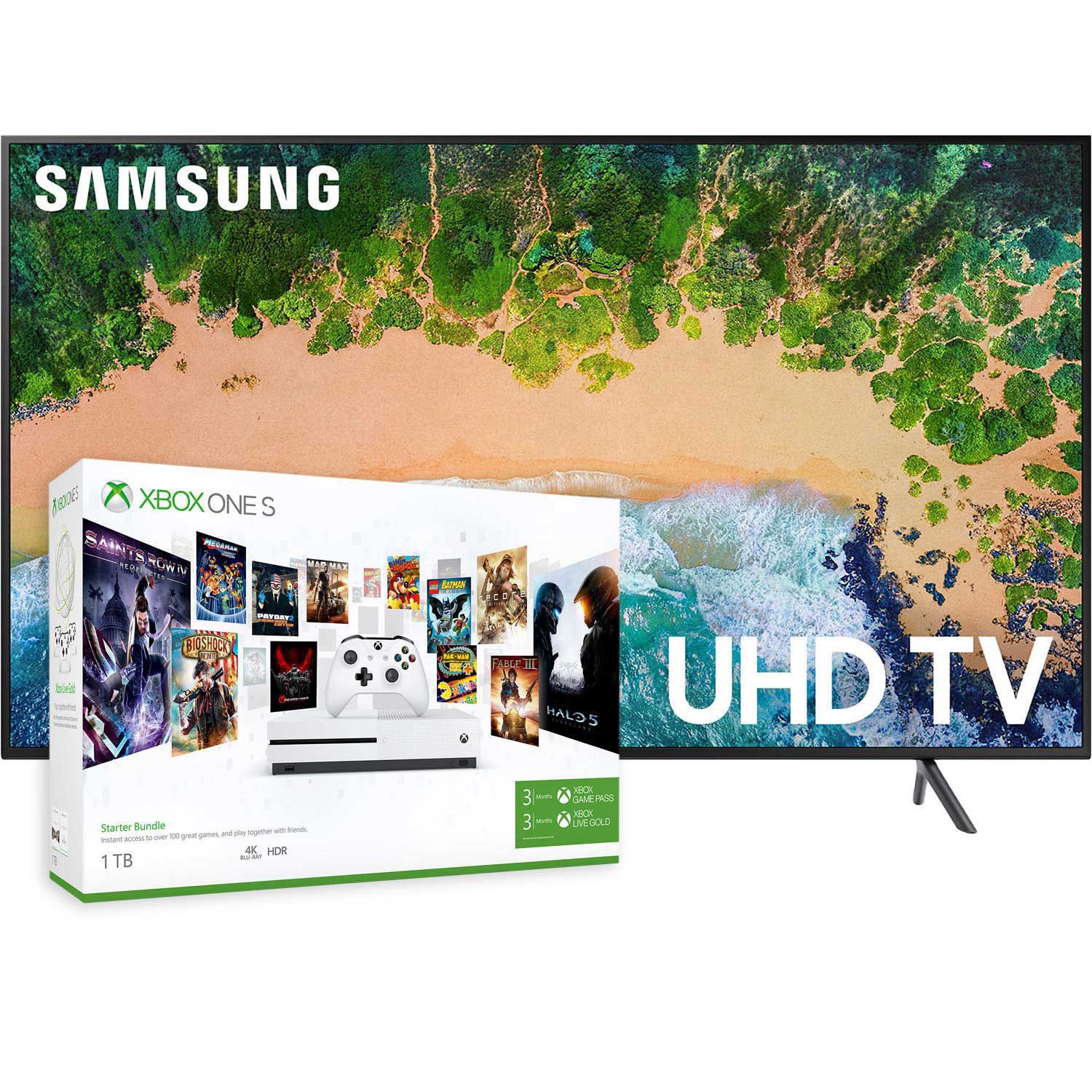 Samsung UN75NU710DFXZA 75″ 4K Smart UHD TV with HDR + Xbox One S (1TB) Game Pass Console