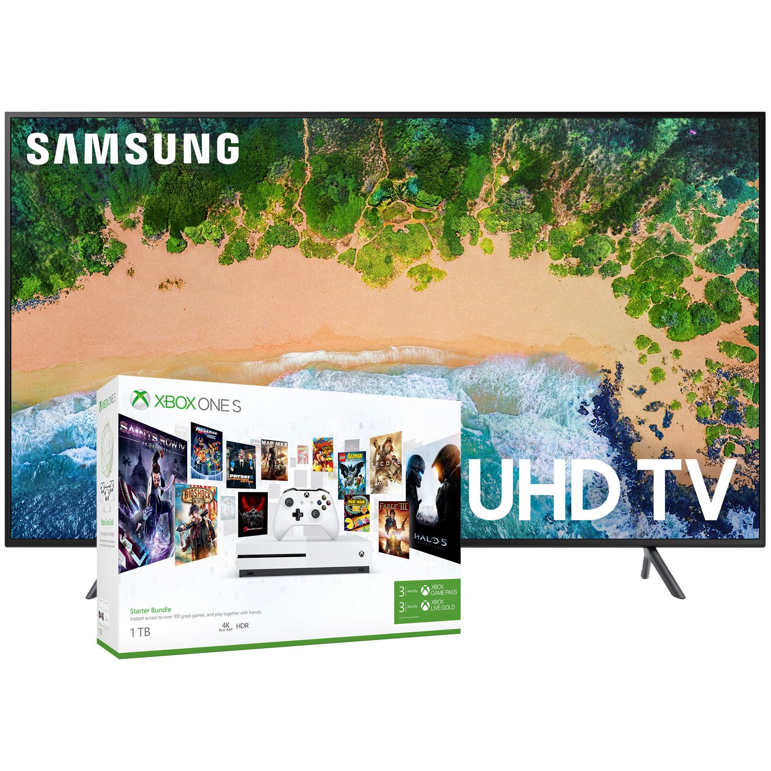 Samsung (UN58MU6070EXZA) 58″ 4K Smart TV + Microsoft Xbox One S (1TB) Game Pass Console