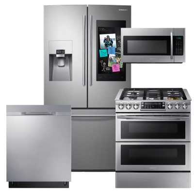 SAMSUNG Family Hub Refrigerator, SlideIn Gas Flex Duo Range