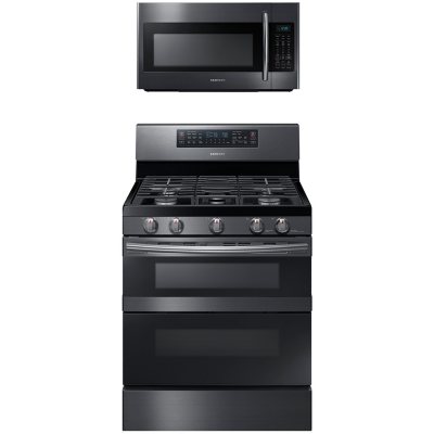SAMSUNG Flex Duo™ Gas Range and Microwave Package Black Stainless