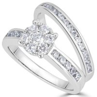 1.00 CT. T.W. Diamond Bridal Set in 14K White Gold (HI, I1)