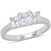Allura Asscher-Cut Three-Stone Diamond Engagement Ring in 14K White Gold