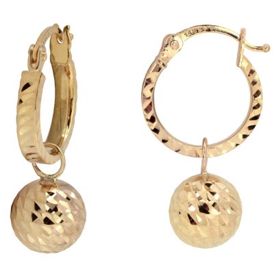 gold hoop earrings with diamond balls