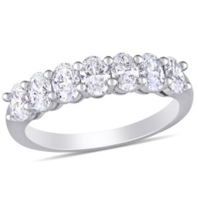 Allura 1.28 CT. T.W. Oval-Cut Diamond Semi-Eternity Anniversary Ring in 14k White Gold