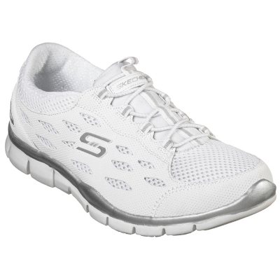 ladies skechers bungee lace tennis shoes