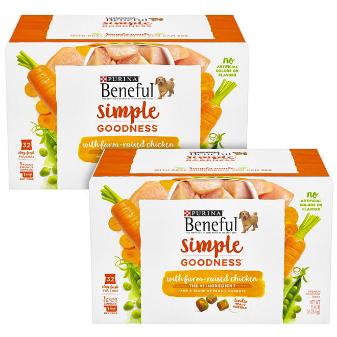 Purina Beneful Simple Goodness with Farm-Raised Chicken Adult Tender Morsels Dog Food (64 Stay-Fresh Pouches)
