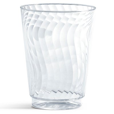 6 Clear 16 oz Crystal Cut Plastic Drinking Glasses - Disposable Tablew