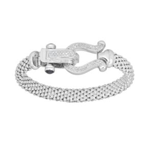 0.32 CT. T.W. Diamond Horseshoe Bracelet in Italian Sterling Silver