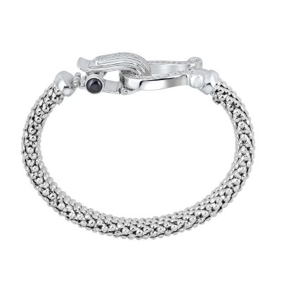 0.32 CT. T.W. Diamond Horseshoe Bracelet in Italian Sterling Silver