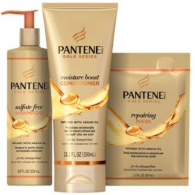 Pantene Gold Series Sulfate Free Shampoo Moisture Boost Conditioner And Hair Repairing Mask Sam S Club