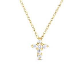 0.08 CT. T.W. Diamond Cross Pendant in 14K Gold