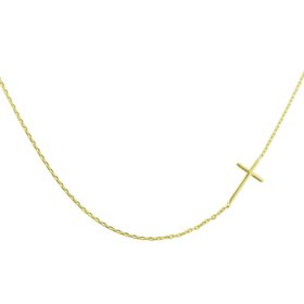 14K Gold 18" Sideways Cross Necklace