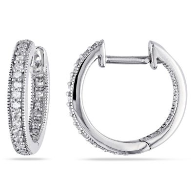 0.22 CT. T.W. Inside Outside Diamond Hoop Earrings in 14K Gold - Sam's Club