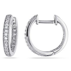 0.22 CT. T.W. Inside Outside Diamond Hoop Earrings in 14K Gold