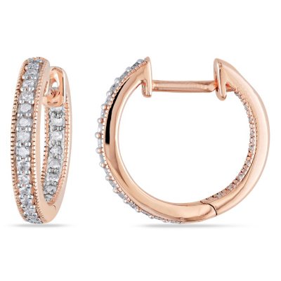 0.22 CT. T.W. Inside Outside Diamond Hoop Earrings in 14K Gold Sam s Club