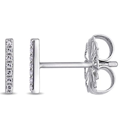 Linear Bar Claw Earring, 14K White Gold