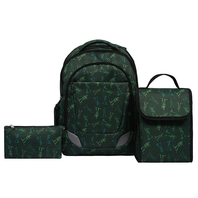 Crckt Youth 3 Piece Backpack Set with Lunch Kit and Matching Pencil Bag