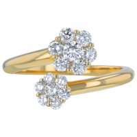 0.70 CT. T.W. Flower Bypass Diamond Ring in 14K Yellow Gold