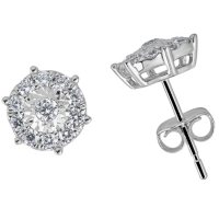 0.50 CT. T.W. Round Diamond Halo Earrings in 14K White Gold (H-I, I1)