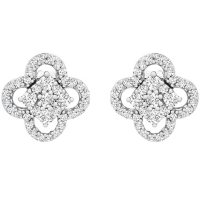 0.25 CT. T.W. I-I1 White Gold Diamond Clover Flower Stud Earrings