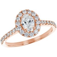 S Collection Bridal 1 CT. T.W. Oval Diamond Halo Ring in 14K Gold (SI2, H-I)