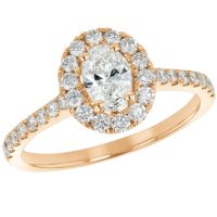 S Collection Bridal 1 CT. T.W. Oval Diamond Halo Ring in 14K Gold (SI2, H-I)