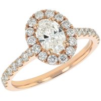 S Collection Bridal 1.38 CT. T.W. Oval Diamond Halo Ring in 14K Gold (SI2, H-I)