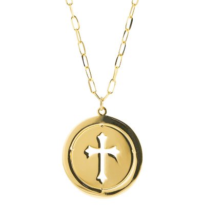 Gold circle cross deals necklace