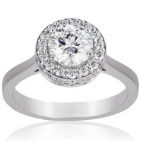 Superior Quality Collection 1.50 CT. T.W. Diamond Double Halo Ring in 18 Karat White Gold (I, VS2)