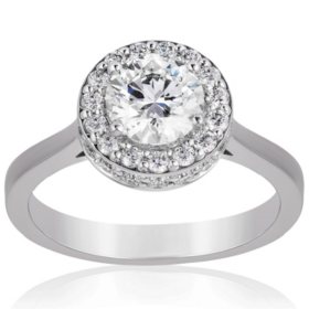 Superior Quality VS Collection 1.50 CT. T.W. Diamond Double Halo Ring in 18K White Gold (I, VS2)