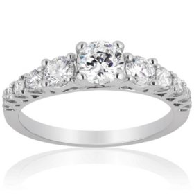 1.00 CT. T.W. Round Cut Graduated Diamond Ring in 18K White Gold