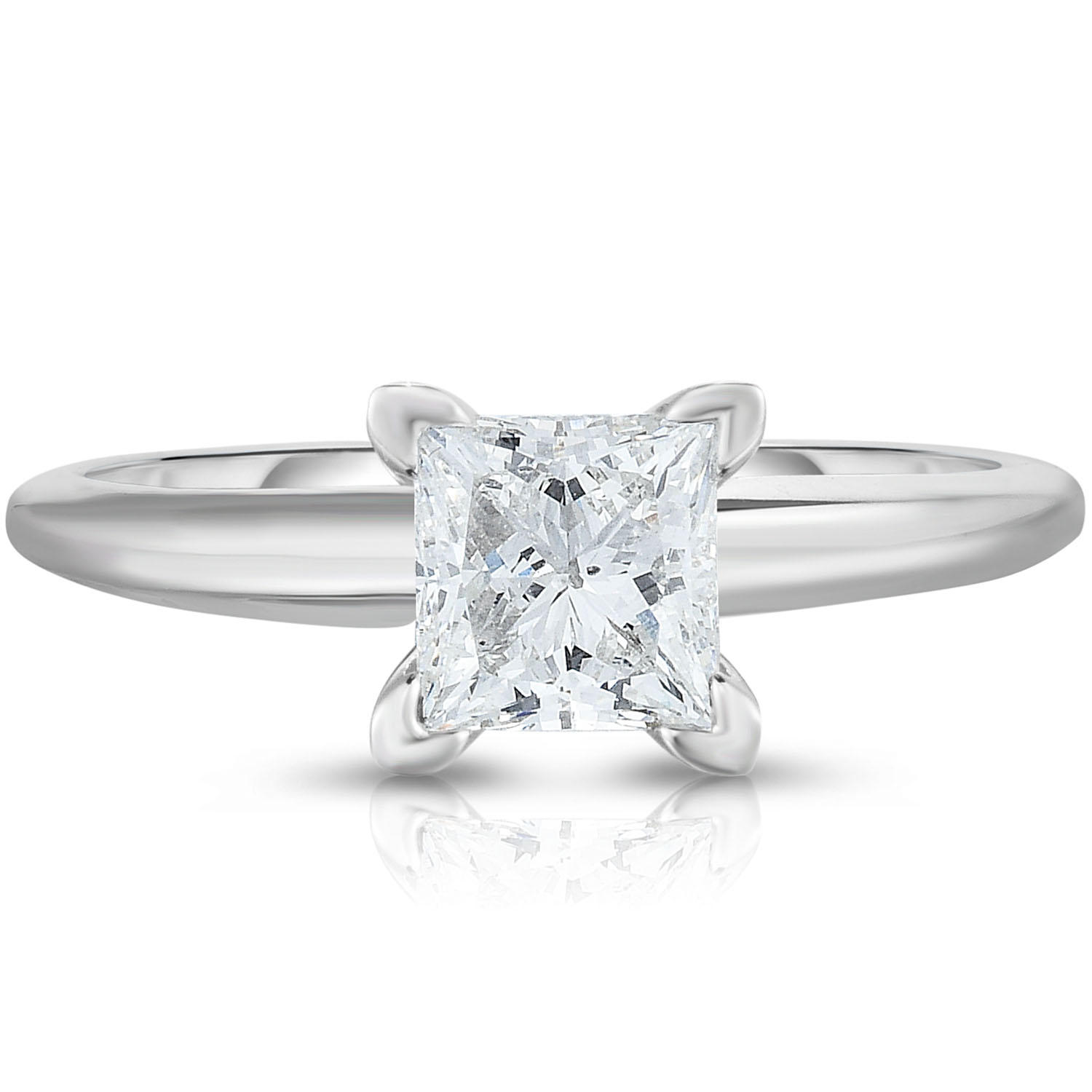 0.95 CT. T.W. Princess Diamond Solitaire Ring in 14k White Gold