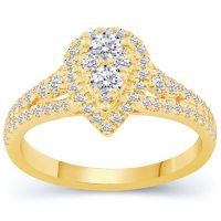 0.75 CT. T.W. Grand Pear Shape Composite Bridal Ring in 14K Gold