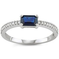 Blue Sapphire and Diamond Ring in 14k Gold