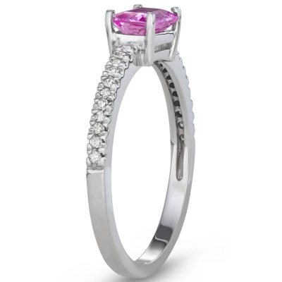 Pink Sapphire and Diamond Ring in 14k Gold