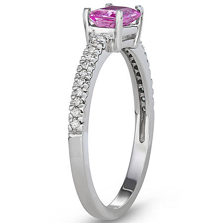 Pink Sapphire and Diamond Ring in 14k Gold