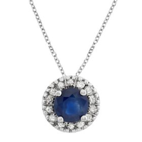 Blue Sapphire and Diamond Pendant in 14k Gold