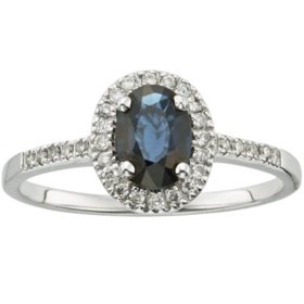 1.0 CT Blue Sapphire and Diamond Ring in 14k Gold