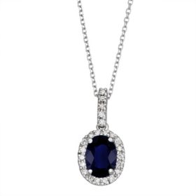 1.0 CT Blue Sapphire and Diamond Pendant in 14k Gold