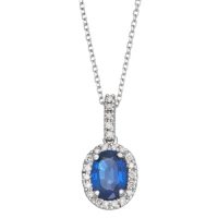1.0 CT Blue Sapphire and Diamond Pendant in 14k Gold