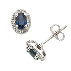 1.2 CT. T.W. Blue Sapphire and Diamond Earring in 14K Gold
