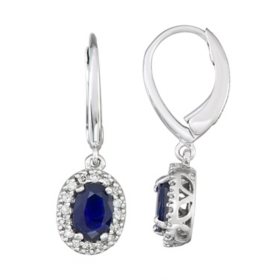 Sapphire and Diamond Earrings in 14K Gold