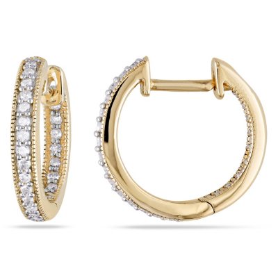 0.22 CT. T.W. Inside Outside Diamond Hoop Earrings in 14K Gold - Sam's Club