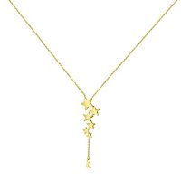 14K Gold Multi Star Drop Necklace, 16"-18"