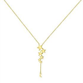 14K Gold Multi Star Drop Necklace, 16"-18"