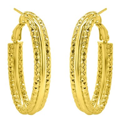 14K Gold Italian Textured Hoop Earrings - Sam's Club